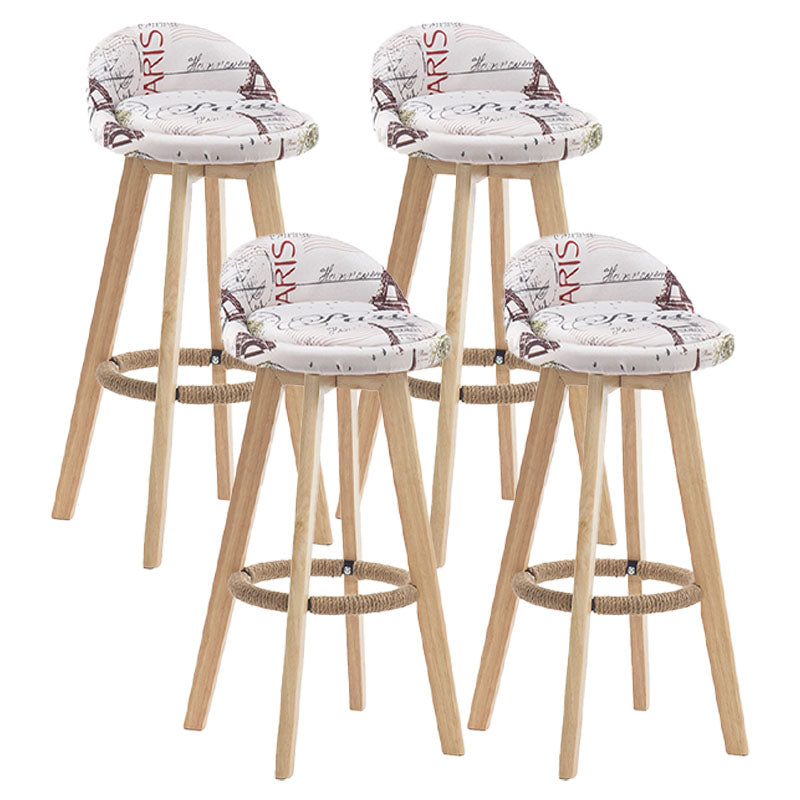 Modern Rotatable Backrest Counter Stool Wood Cafe Bar Stool with Pedal and Cushion