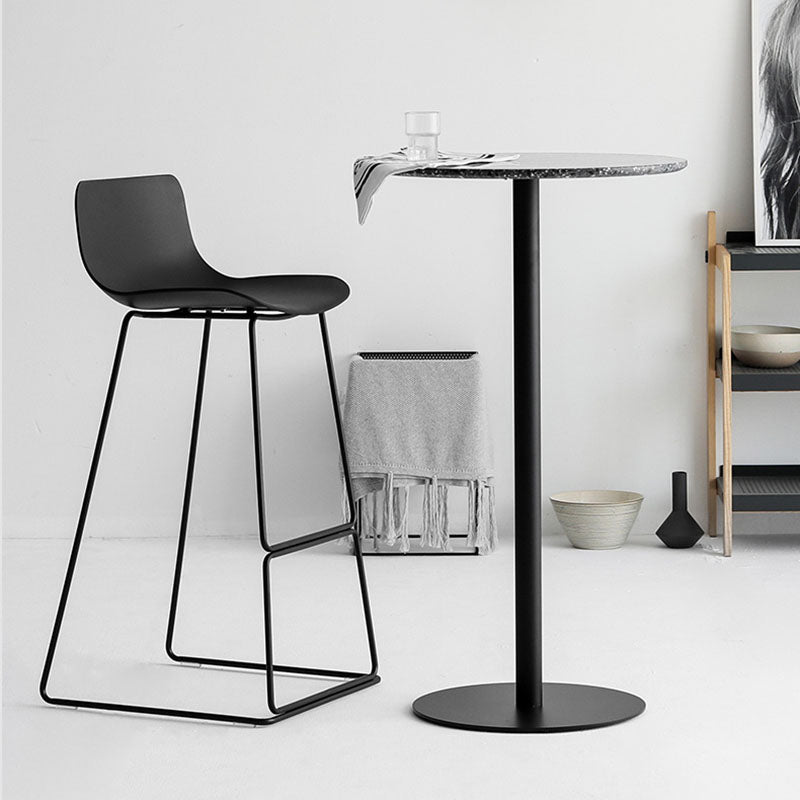 Modern Armless Backrest Counter Stool Steel Kitchen Bar Stool with Plastic Seat and Pedal