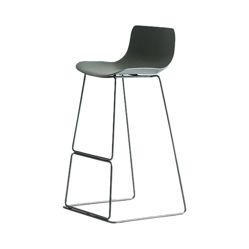 Modern Armless Backrest Counter Stool Steel Kitchen Bar Stool with Plastic Seat and Pedal