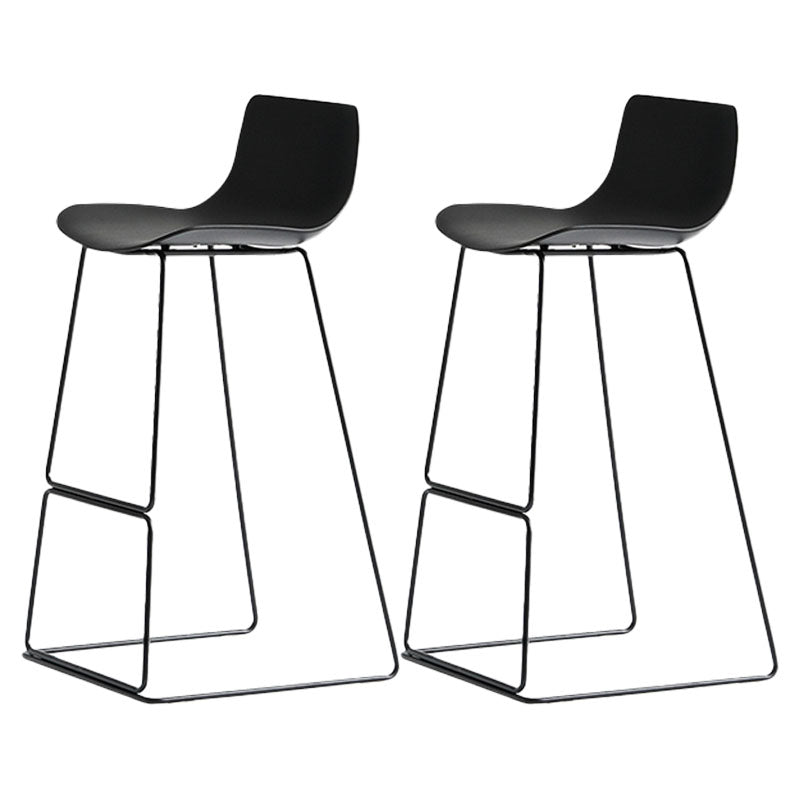 Modern Armless Backrest Counter Stool Steel Kitchen Bar Stool with Plastic Seat and Pedal