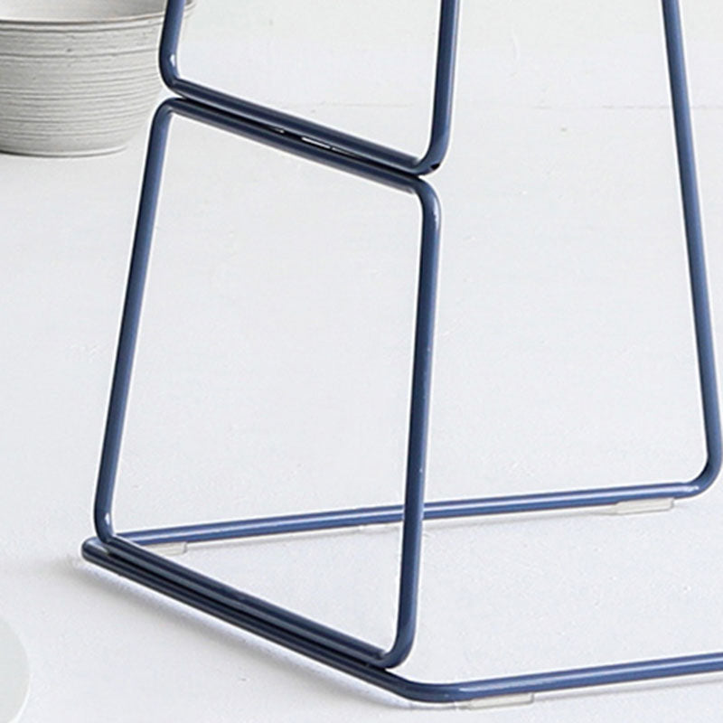 Modern Armless Backrest Counter Stool Steel Kitchen Bar Stool with Plastic Seat and Pedal