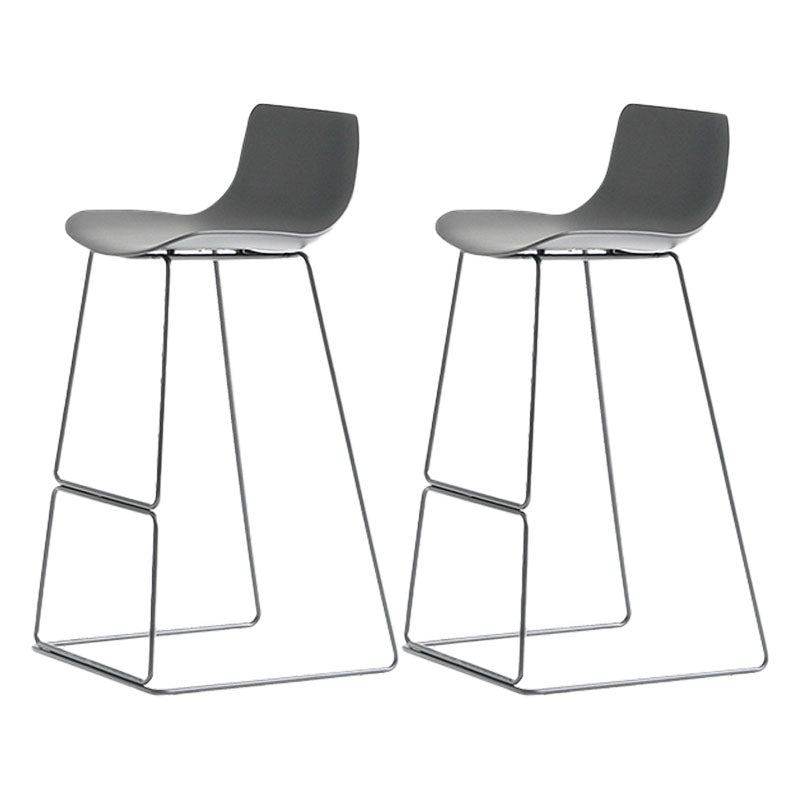 Modern Armless Backrest Counter Stool Steel Kitchen Bar Stool with Plastic Seat and Pedal