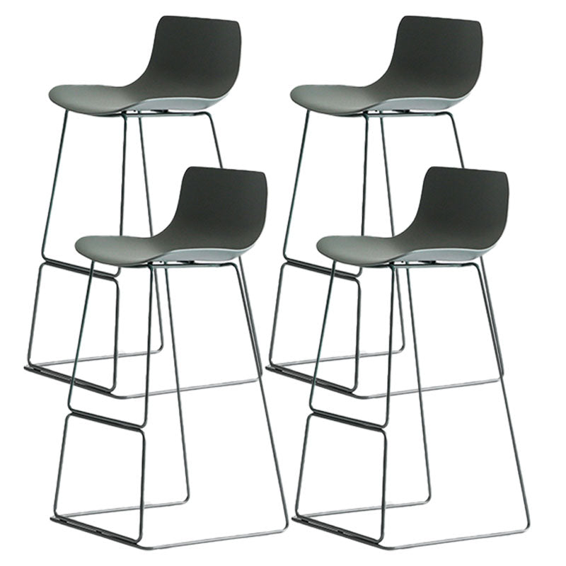 Modern Armless Backrest Counter Stool Steel Kitchen Bar Stool with Plastic Seat and Pedal