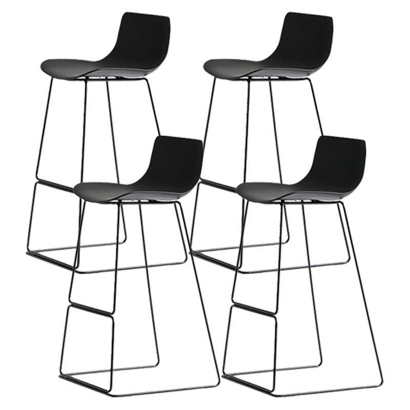 Modern Armless Backrest Counter Stool Steel Kitchen Bar Stool with Plastic Seat and Pedal