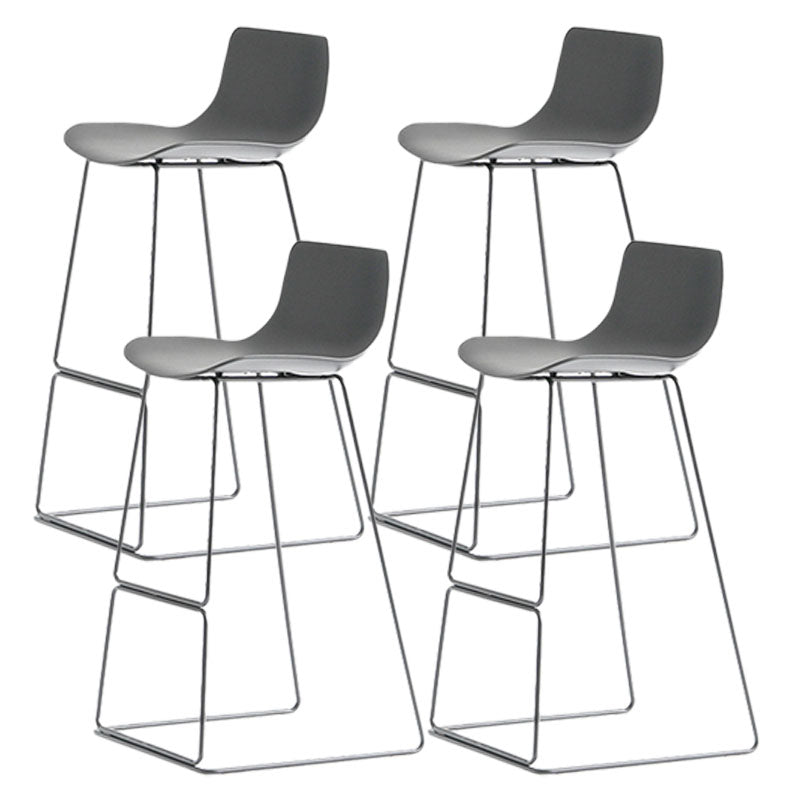 Modern Armless Backrest Counter Stool Steel Kitchen Bar Stool with Plastic Seat and Pedal