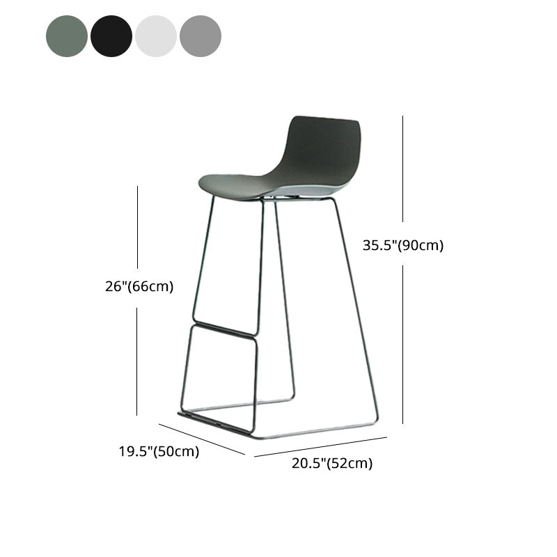 Modern Armless Backrest Counter Stool Steel Kitchen Bar Stool with Plastic Seat and Pedal