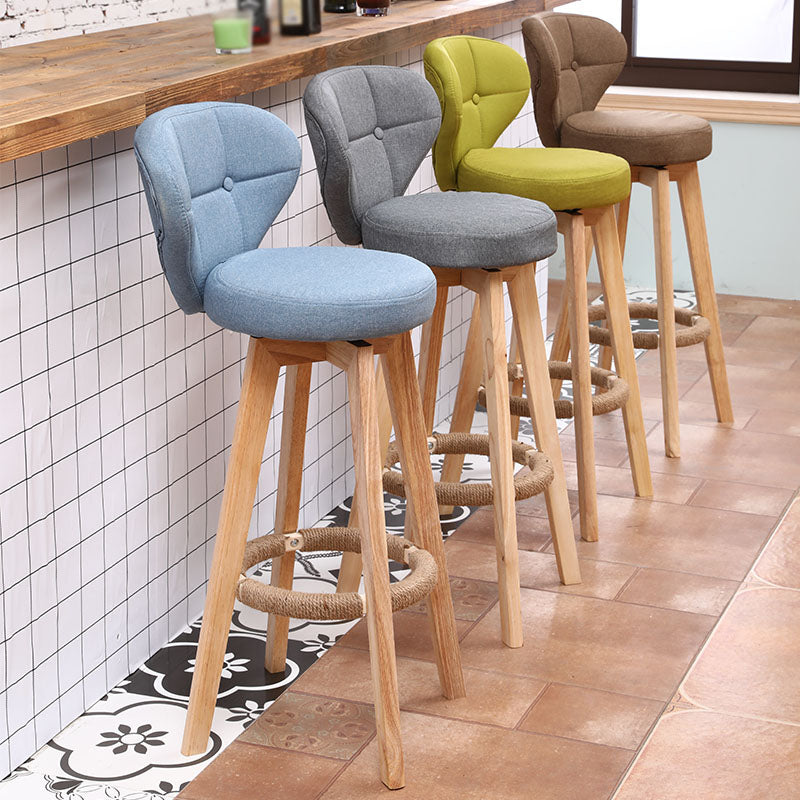 Backorst moderno sgabello da bar in legno con bancone rotabile con cuscino e pedale