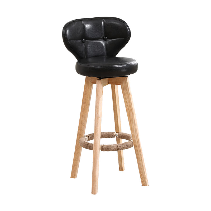 Backorst moderno sgabello da bar in legno con bancone rotabile con cuscino e pedale