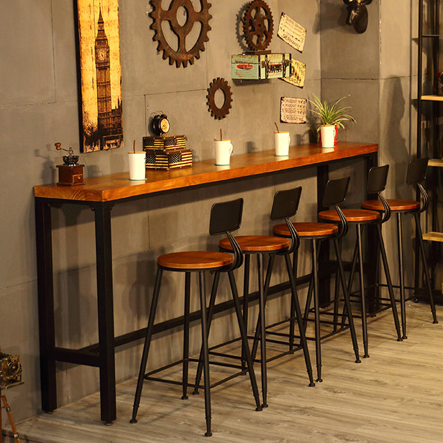 Brown Modern Style Bar Table in Metal and Wood Indoor Bar Counter