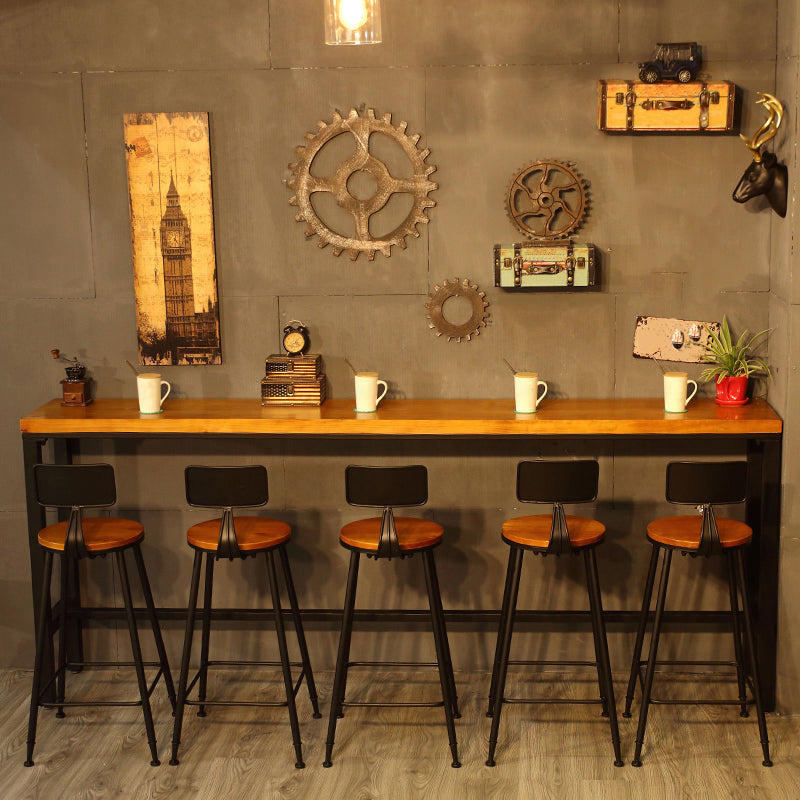 Brown Modern Style Bar Table in Metal and Wood Indoor Bar Counter