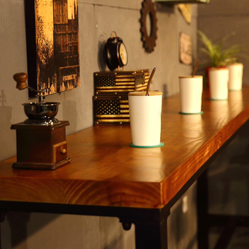 Brown Modern Style Bar Table in Metal and Wood Indoor Bar Counter