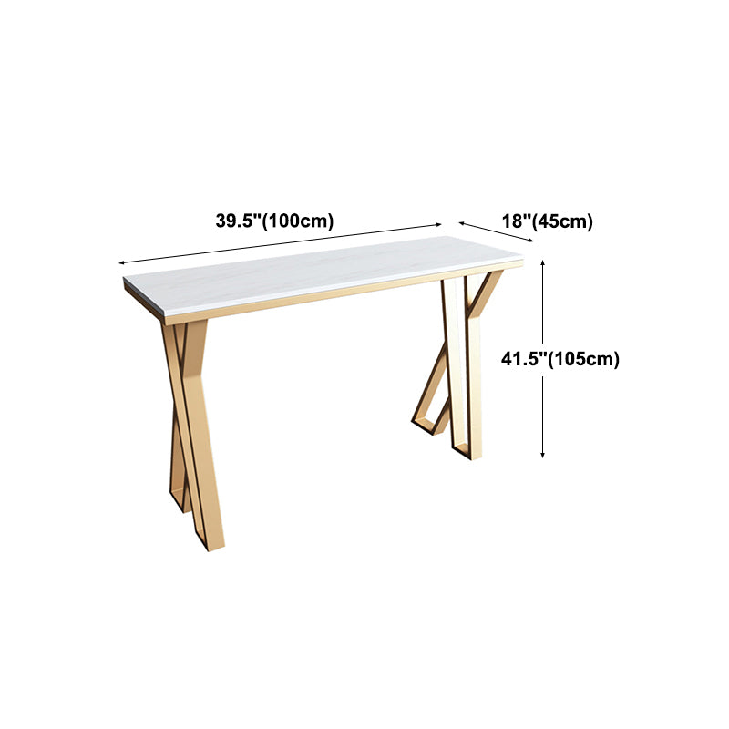 Glam Marble Counter Table with Rectangle Table Top Gold Double Pedestal Table - 42" H