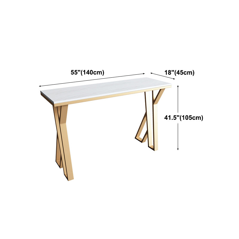 Glam Marble Counter Table with Rectangle Table Top Gold Double Pedestal Table - 42" H