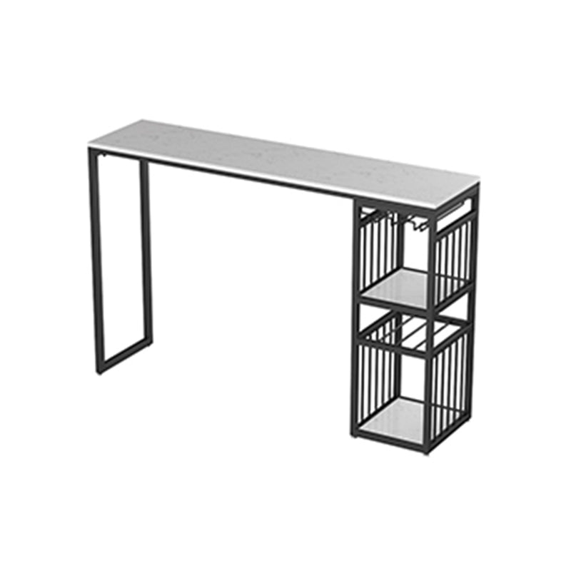 Glam White Marble Bar Table with Rectangle Table Top Gold Sled Table - 42" H