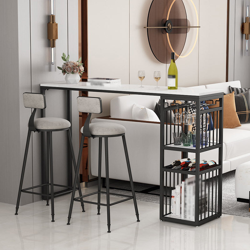 Glam White Marble Bar Table with Rectangle Table Top Gold Sled Table - 42" H