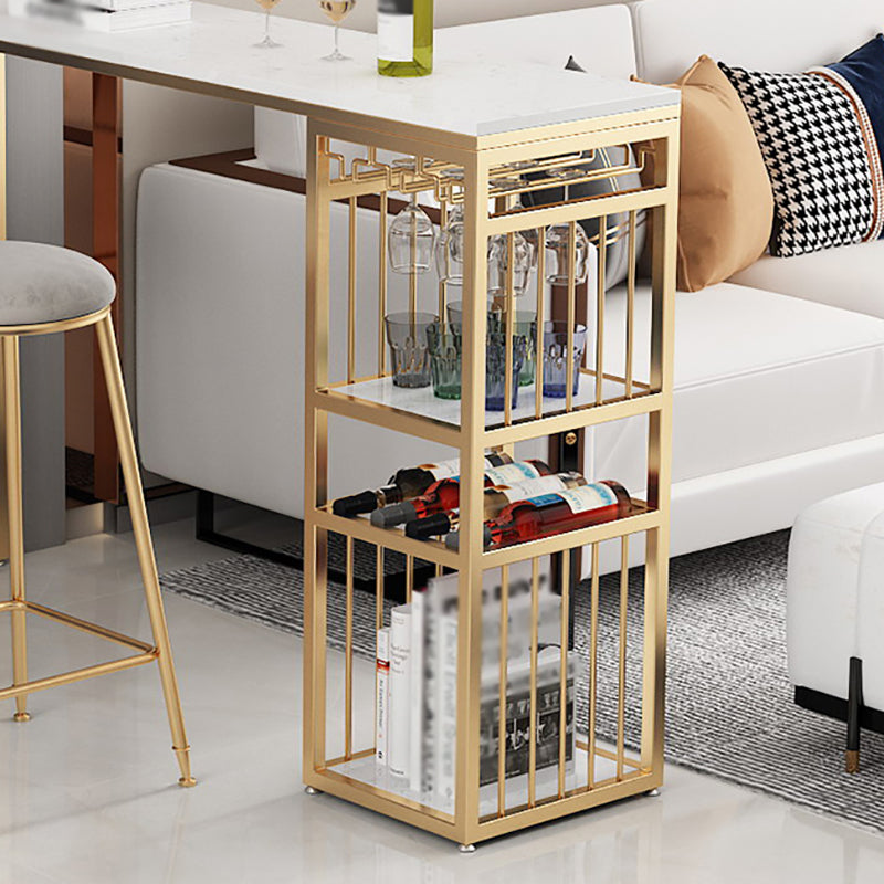 Glam White Marble Bar Table with Rectangle Table Top Gold Sled Table - 42" H