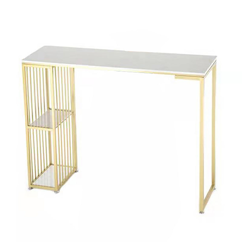 Modern White Marble Table with Rectangle Table Top Sled Table - 42" H