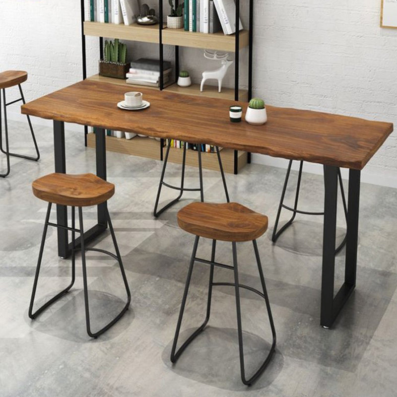 Brown Modern Style Bar Table Solid Wood and Iron Bar Table Coffee Shop Bar Table