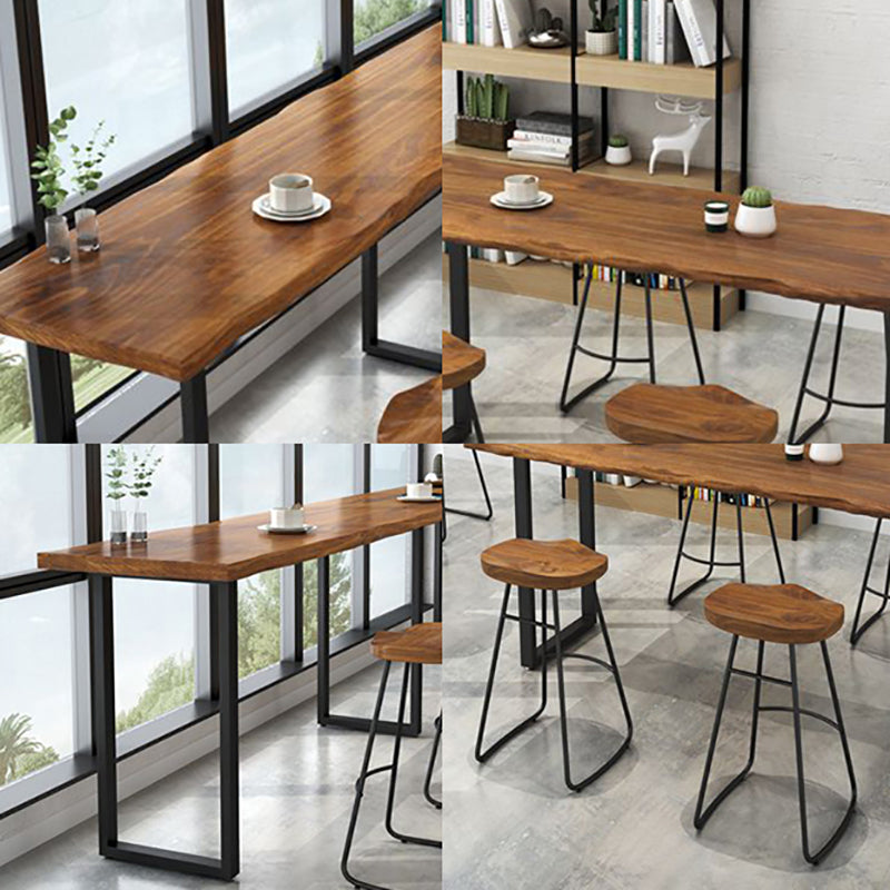 Brown Modern Style Bar Table Solid Wood and Iron Bar Table Coffee Shop Bar Table