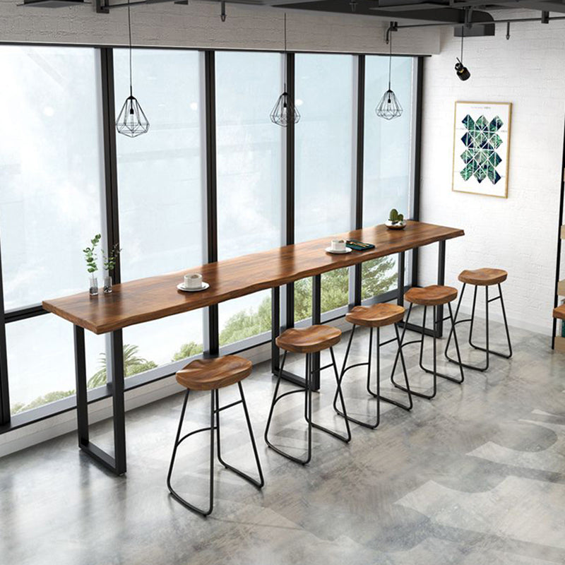 Brown Modern Style Bar Table Solid Wood and Iron Bar Table Coffee Shop Bar Table
