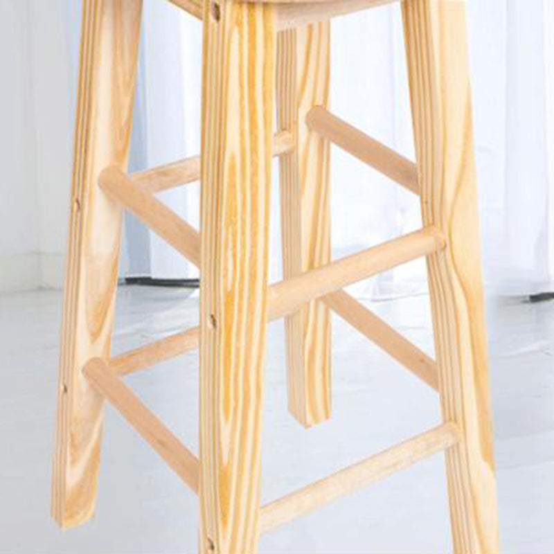 Zeitgenössische Massivholz -Barhocker -Barhocker mit Holzsitz und Fußstütze