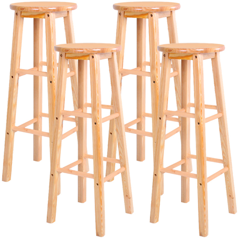 Zeitgenössische Massivholz -Barhocker -Barhocker mit Holzsitz und Fußstütze