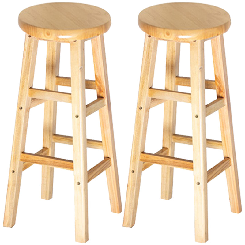 Zeitgenössische Massivholz -Barhocker -Barhocker mit Holzsitz und Fußstütze