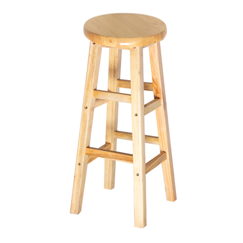Zeitgenössische Massivholz -Barhocker -Barhocker mit Holzsitz und Fußstütze