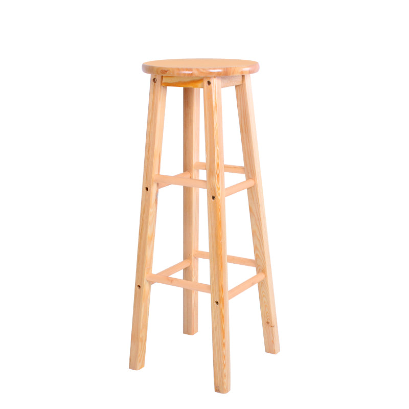 Zeitgenössische Massivholz -Barhocker -Barhocker mit Holzsitz und Fußstütze
