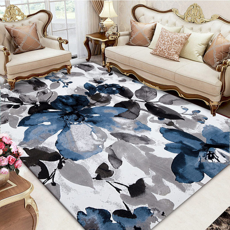 Light Pink Flower Carpet Polyester Simple Carpet Washable Carpet for Living Room