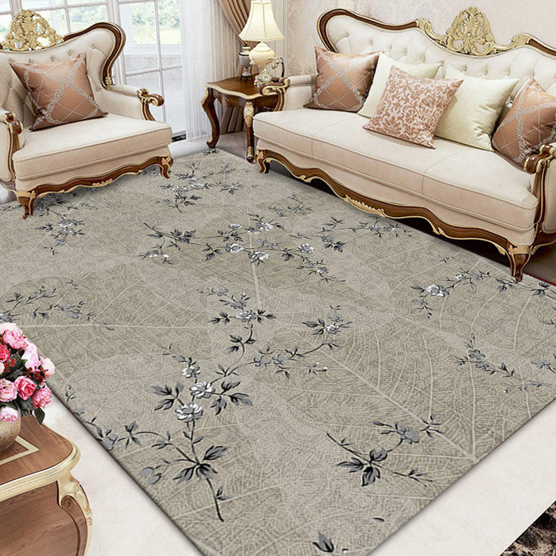 Hellrosa Blumenteppich Polyester Einfacher Teppichwaschmaschine für Wohnzimmer