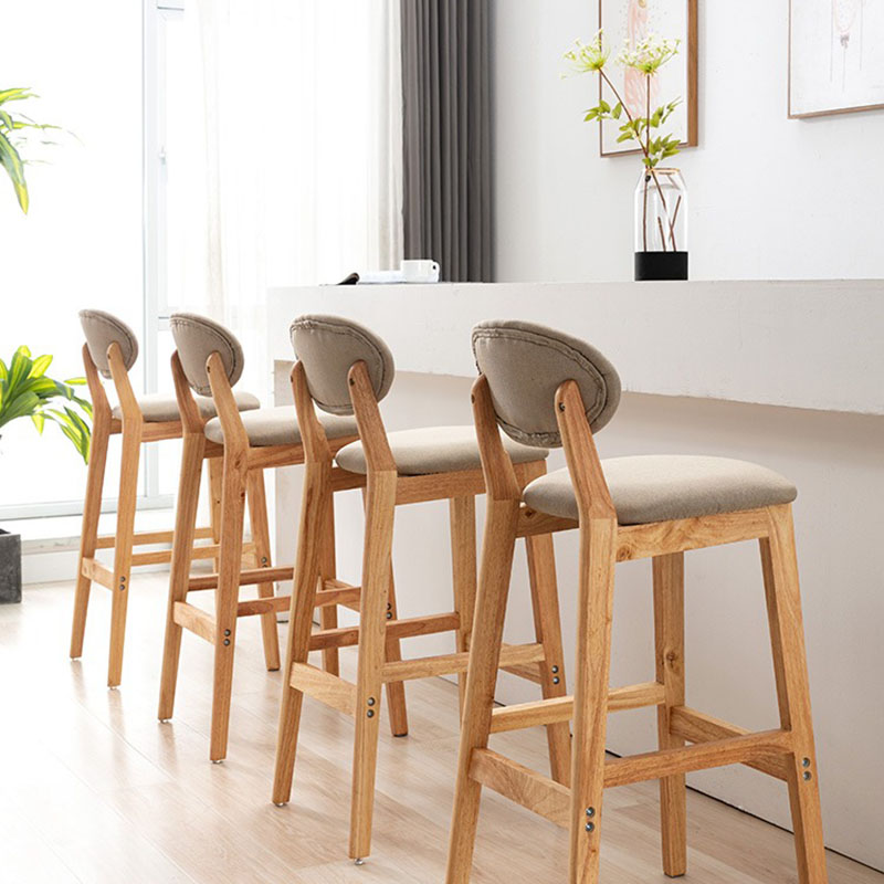Taburete moderno sin brazos para mostrador, taburete de bar de madera para tienda de postres con cojín y pedal