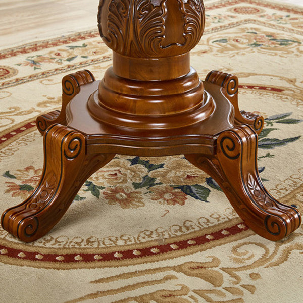 Round 4 Legs Victorian Style Dining Table Sintered Stone Fixed Table for Kitchen