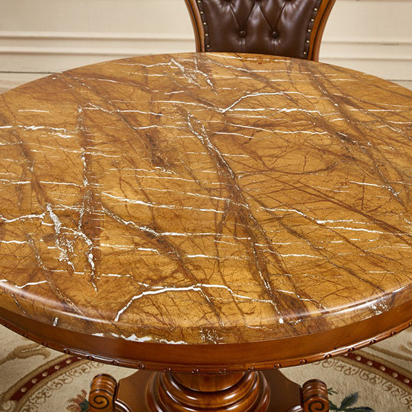 Round 4 Legs Victorian Style Dining Table Sintered Stone Fixed Table for Kitchen