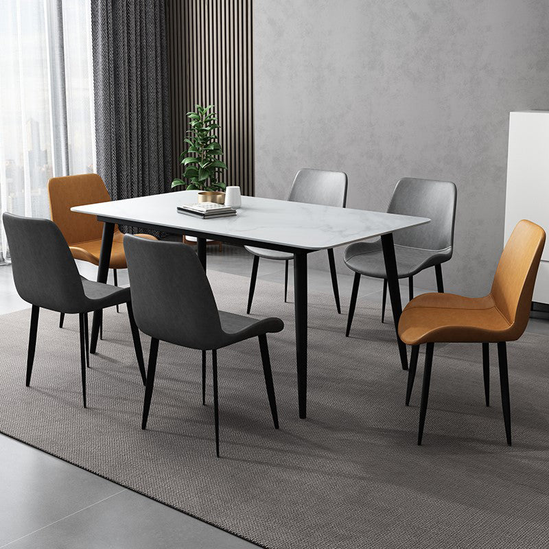 Stone Dining Room Collection Industrial Style Rectangle 4 Legs Dining Table
