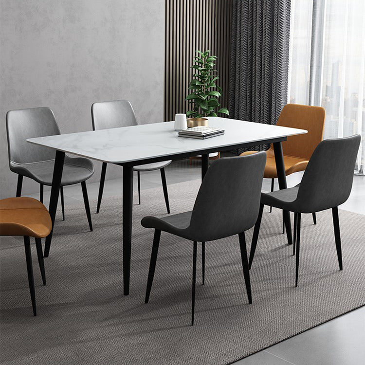 Stone Dining Room Collection Industrial Style Rectangle 4 Legs Dining Table