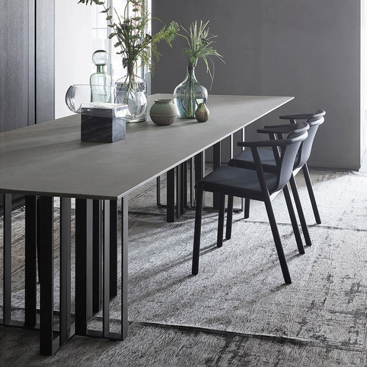 Industrial Rectangle Home Furniture Stone Double Pedestal Dining Table for Home