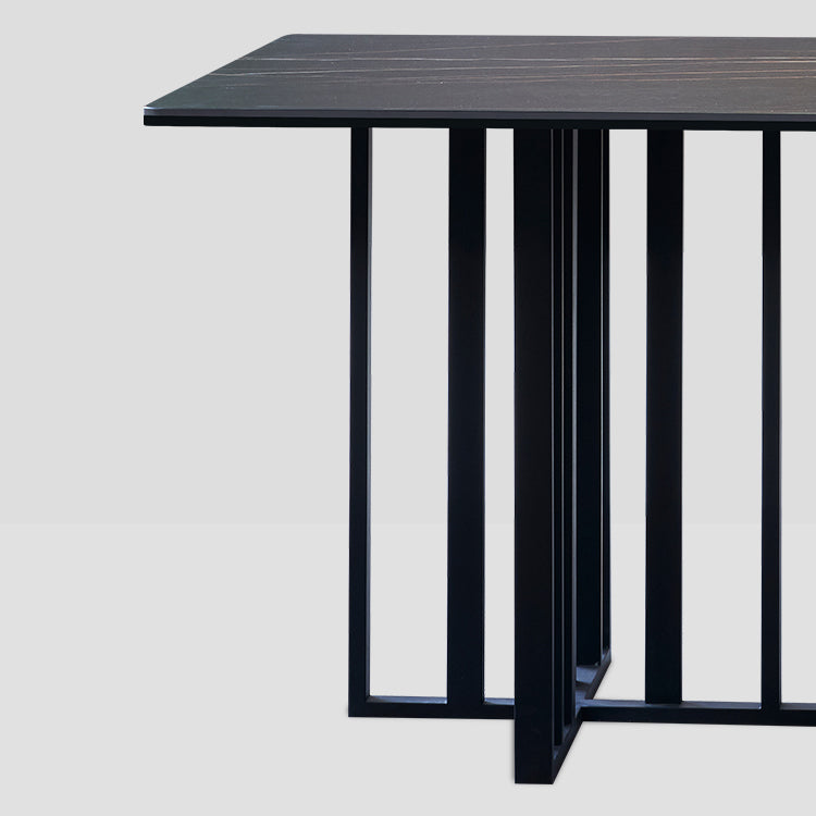 Industrial Rectangle Home Furniture Stone Double Pedestal Dining Table for Home