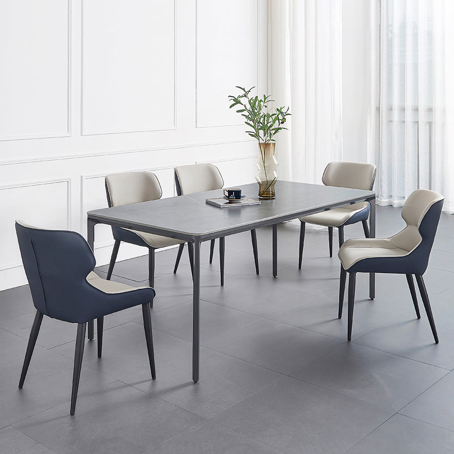 Rectangle Dining Table Sintered Stone Table Industrial Style with 4 Legs