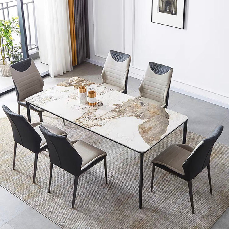 Rectangle Dining Table Sintered Stone Table Industrial Style with 4 Legs
