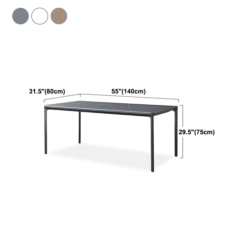 Rectangle Dining Table Sintered Stone Table Industrial Style with 4 Legs