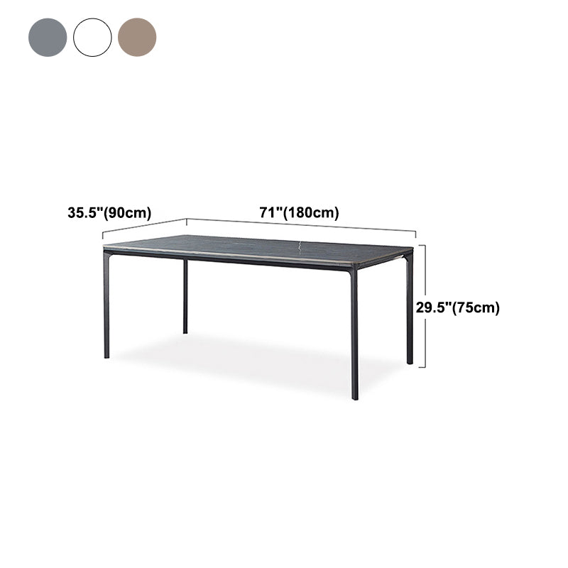 Rectangle Dining Table Sintered Stone Table Industrial Style with 4 Legs