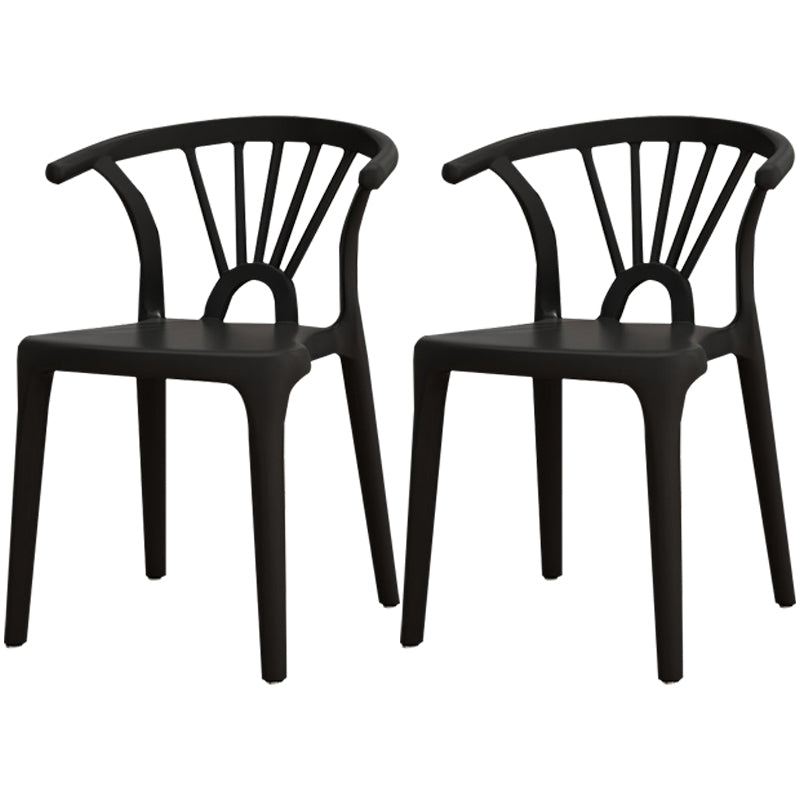 Silla lateral apilable de plástico moderno con respaldo de listón, silla de comedor con acabado mate