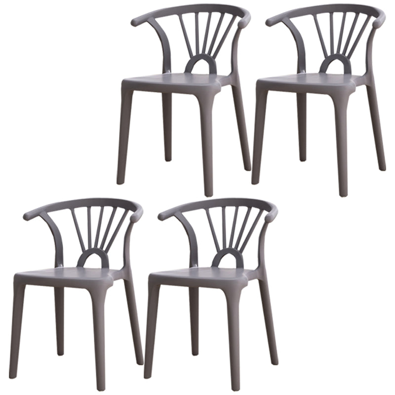 Silla lateral apilable de plástico moderno con respaldo de listón, silla de comedor con acabado mate