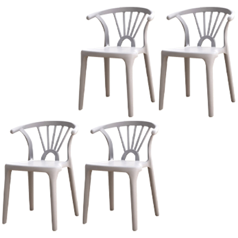 Silla lateral apilable de plástico moderno con respaldo de listón, silla de comedor con acabado mate