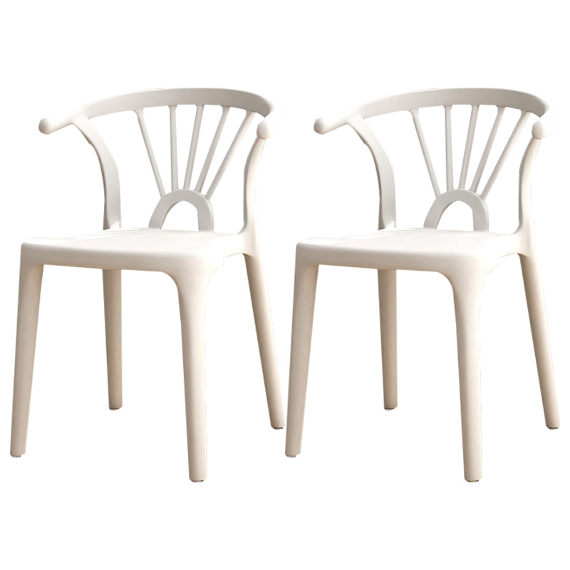 Silla lateral apilable de plástico moderno con respaldo de listón, silla de comedor con acabado mate