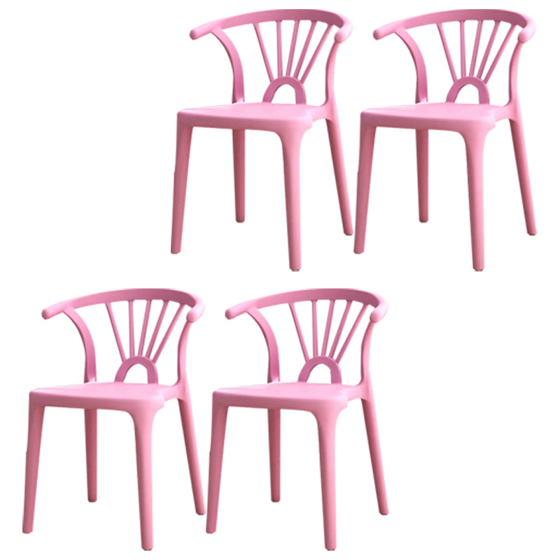 Silla lateral apilable de plástico moderno con respaldo de listón, silla de comedor con acabado mate