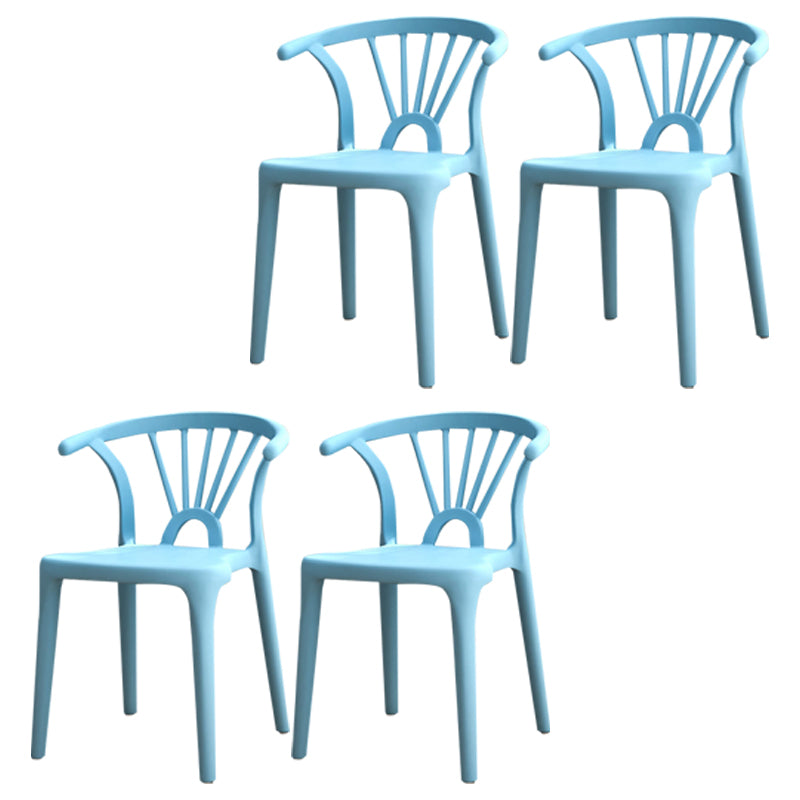 Silla lateral apilable de plástico moderno con respaldo de listón, silla de comedor con acabado mate