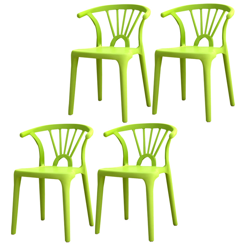Silla lateral apilable de plástico moderno con respaldo de listón, silla de comedor con acabado mate