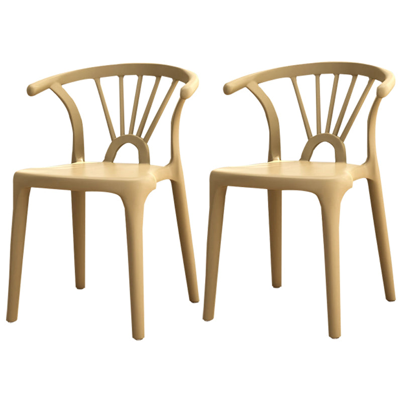Silla lateral apilable de plástico moderno con respaldo de listón, silla de comedor con acabado mate